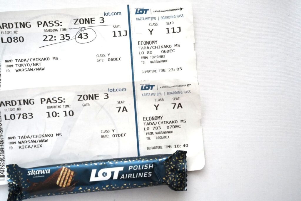 成田～ワルシャワ、ワルシャワ～リーガの搭乗券@Pen＆Voyage