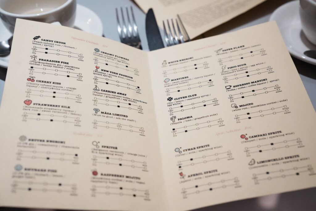 ドリンクメニュー。カクテルが豊富ⒸPen&Voyage